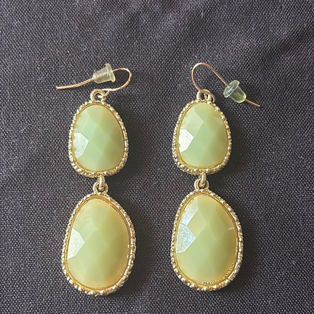 Elegant Gold and Green Drop Earrings